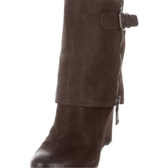 Rare Prada Suede Fold Over Calzature Wedge Boots - Picture 4 of 5